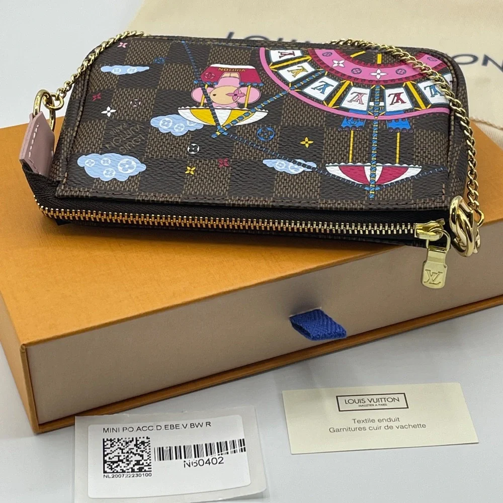Louis Vuitton Christmas 2020 Pochette Mini Accessories Damier Ebene Vivienne - Picture 8 of 16